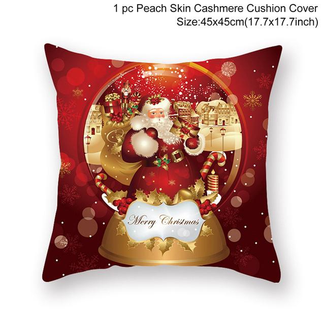 Cushion Cover Merry Christmas Decorations for Home 2021 Christmas Ornament Navidad Noel Xmas Gifts Happy New Year 2022