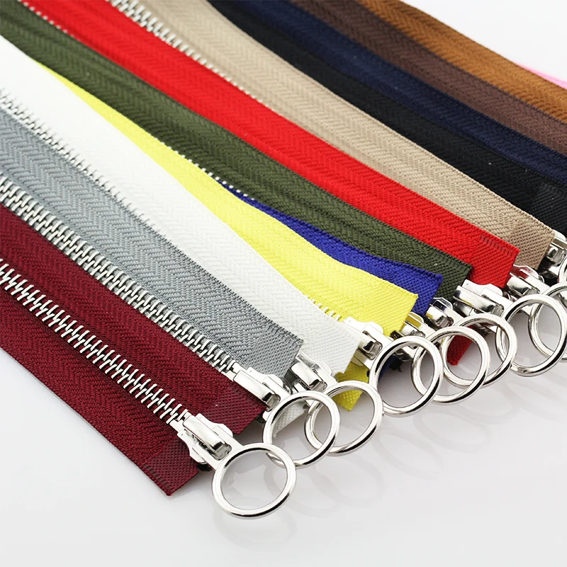

5# 60/70/80/90/100/120/150 cm Platinum Double Circle Sliders Auto Lock Zipper