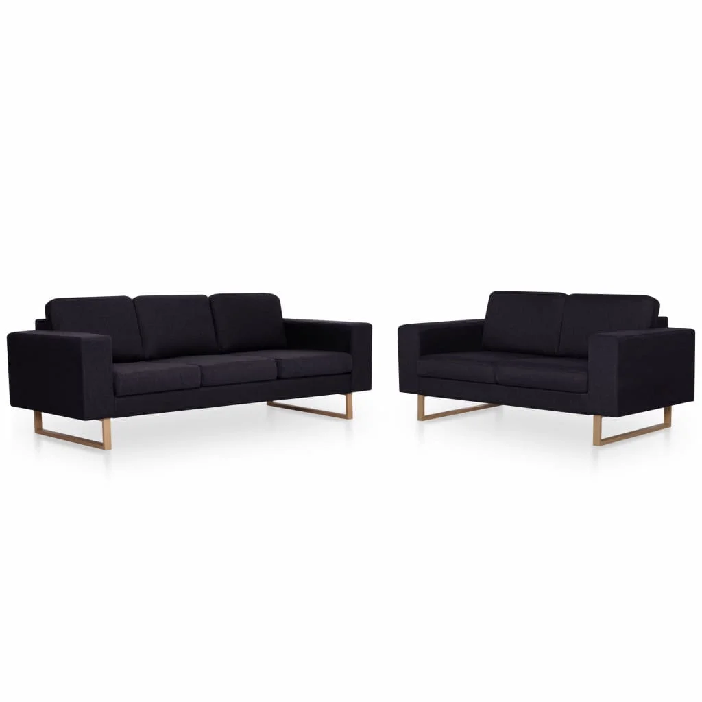 VidaXL Juego de sofas 2 piezas tela negro| |