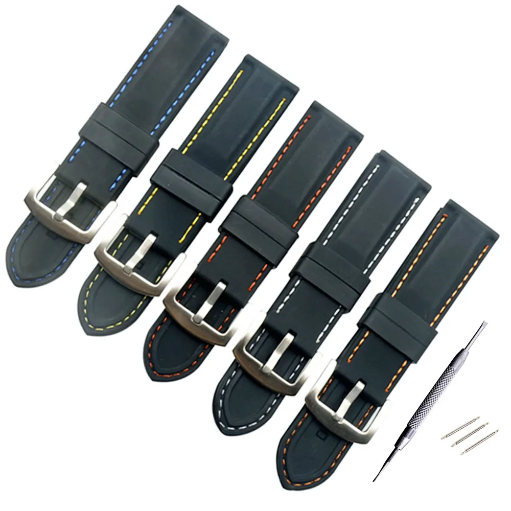 

Universal 20 22 24 26mm silicone strap length two sections car line watch accessories
