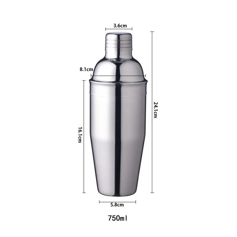 750ml Модный 1 набор, шейкер из нержавеющей стали, Миксер для вина, Мартини, Бостонский шейкер для бармена, вечерние барные инструменты, 550 мл/750 мл - Цвет: 750ml