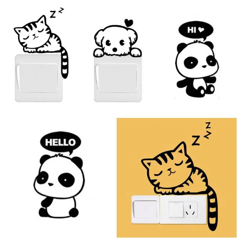 Мультяшные стикеры на настенный выключатель декоративный панды наклейки стену