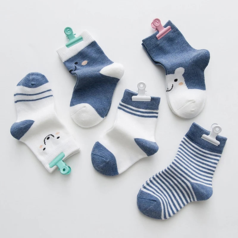 Children's Cartoon Bear Socks Socks Cute Baby Warm Socks New Winter Striped Children's Socks Cotton