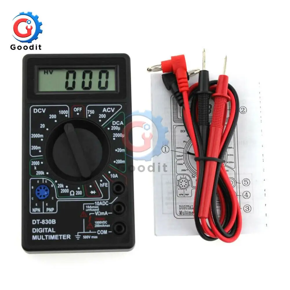 DT830B мини мультиметр ЖК-цифровой мультиметр для Вольт Ампер Ом тестер Вольтметр Амперметр защита от перегрузки с зондом
