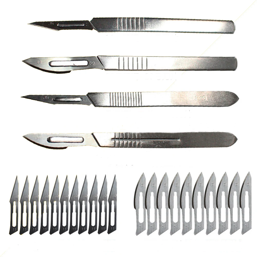 Carbon Steel Surgical Scalpel Knives 11# 23# Blades with Handle Scalpel DIY Cutting Tool PCB Repair Animal Wood Surgical Knife surgical scalpel