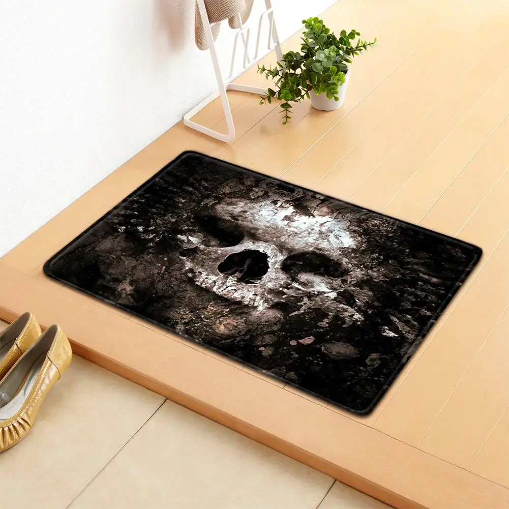 Череп Хэллоуин занавеска для душа и коврик ванной набор Мода Ретро