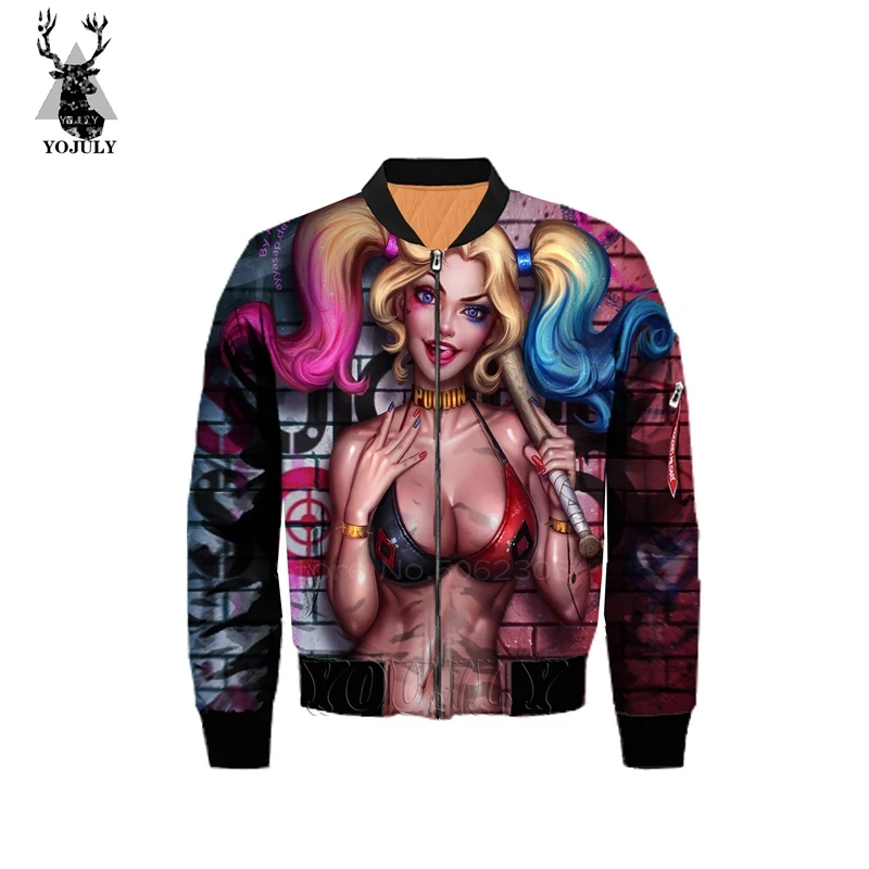 Мужская куртка с 3d принтом Harley Quinn, модная сексуальная утолщенная армейская мужская куртка-бомбер в стиле хип-хоп, уличная одежда, теплое пальто J12 - Цвет: 9