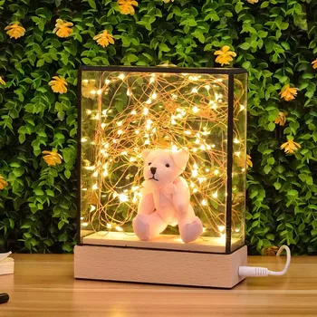 

New Nordic Fire Tree Silver Flower Cross Section Square Lamp Birthday Gift Christmas Gift Creative Night Light