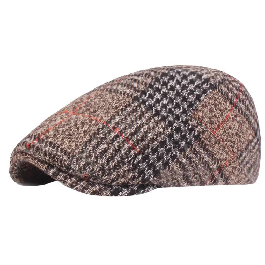 Мужские и женские береты, новинка, осенне-зимние береты, кепка, Ретро стиль, клетчатые, плюща, газетчик, плоская кепка, регулируемые зимние шерстяные береты для мужчин