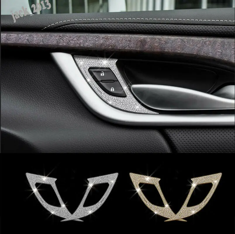 Car modification Car accessories Silver Diamond Inner door handle decorative frame Trim For Cadillac ATS
