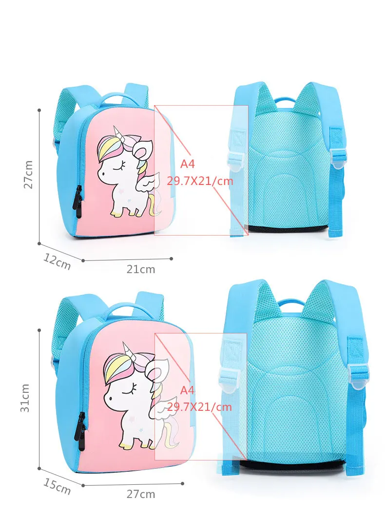 3D Cartoon Waterproof Neoprene School Bag