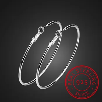 

Personality favorite Big Circles Hoop Earrings For Women Fashion Sterling Silver Jewelry Trendy Retro Big Round Circle Earring