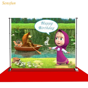 

LEVOO new photo backdrop birthday bear Masha baby cartoon background nature photocall photo studio shoot prop