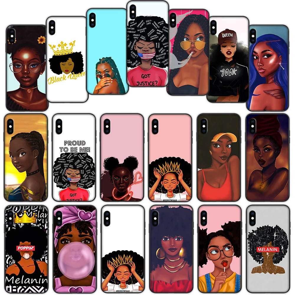 Queen Afro Melanin Poppin Soft Cover Case for iPhone 7 8 6 6S 5 5S SE Plus | Мобильные телефоны и аксессуары