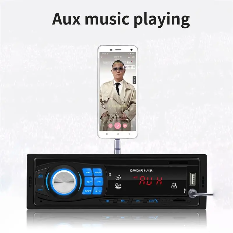 1 Din Bluetooth Автомагнитола AUX-IN USB 12 в авто стерео аудио MP3 плеер в тире FM Авторадио 1Din