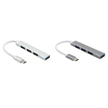 

Type-C to 4-Port USB 3.0 Hub, Ultra-Slim Data USB Hub for Mac Pro IMac Surface Pro XPS PC Mobile