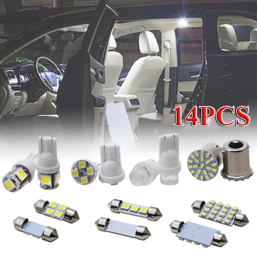 

14pcs/lot LED 1157 1206 5050 T10 36mm Car Auto Interior Map Dome License Plate Replacement Light Kit White Lamp Set