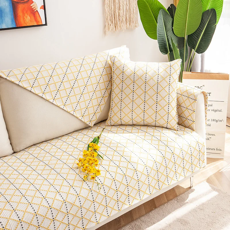 

Sofa Cushion Cotton Linen Northern European-Style Minimalist Four Seasons Universal Anti-slip Seat Cushion Lazy Household Four S