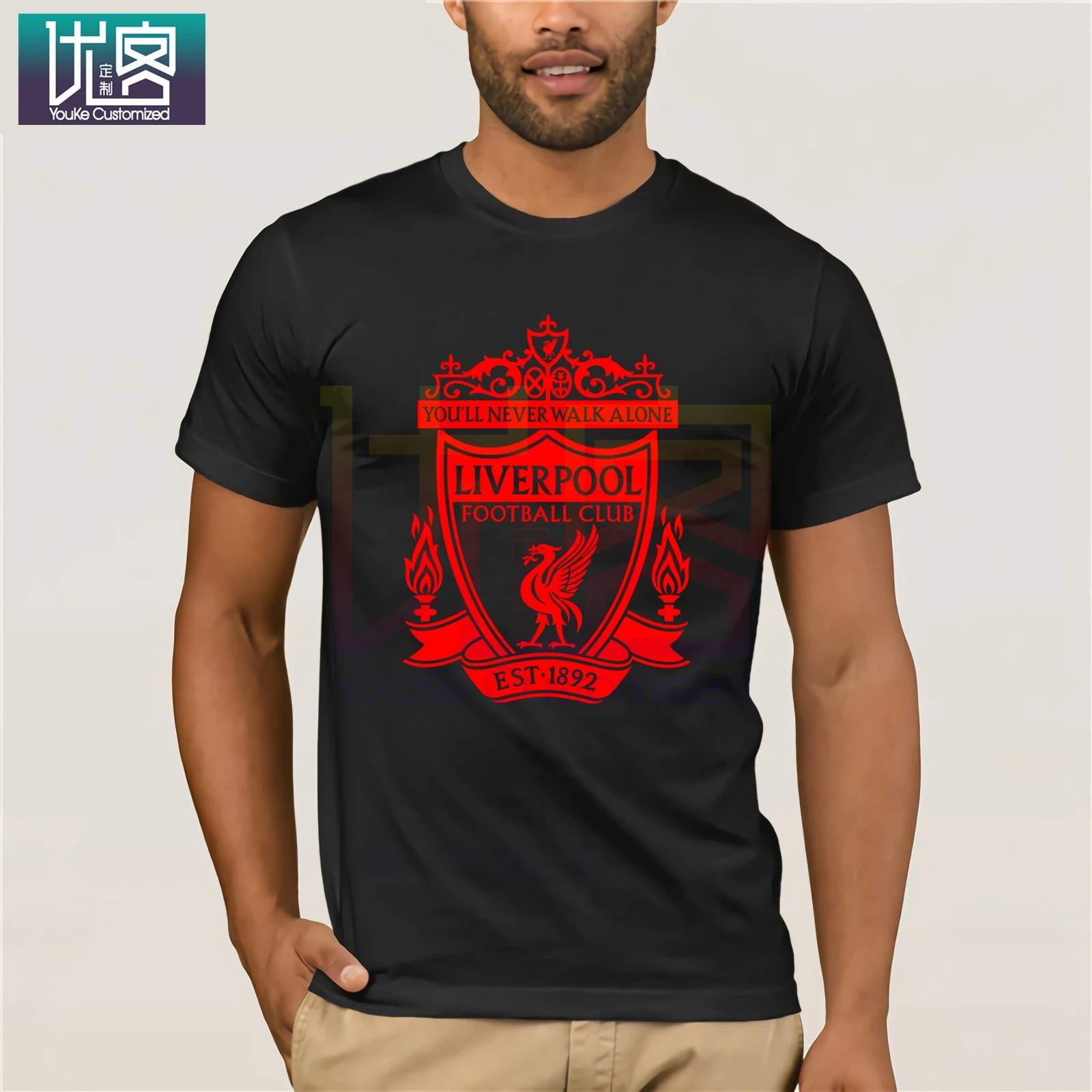 

Authentic LIVERPOOL Mono Color Logo Slim-Fit T-Shirt Heather Charcoal S-2XL NEW Free Shipping Light Cotton Tee Shirt Present