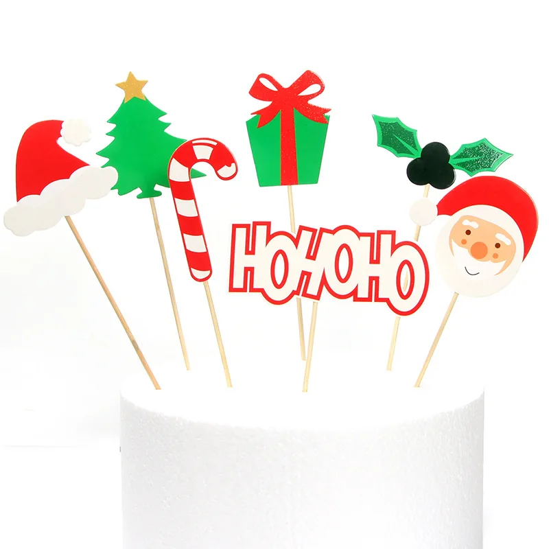 Веселый Топпер на Рождественский торт Санта Клаус Рождественская елка Снеговик день рождения торт украшение открытка Рождественская вечеринка Аксессуары для выпечки