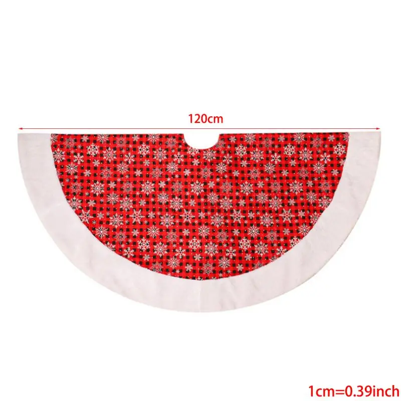 Non-Woven Christmas Tree Skirt 48 inches, Red and White Snowflakes Tree Skirts and christmas stocking for Christmas