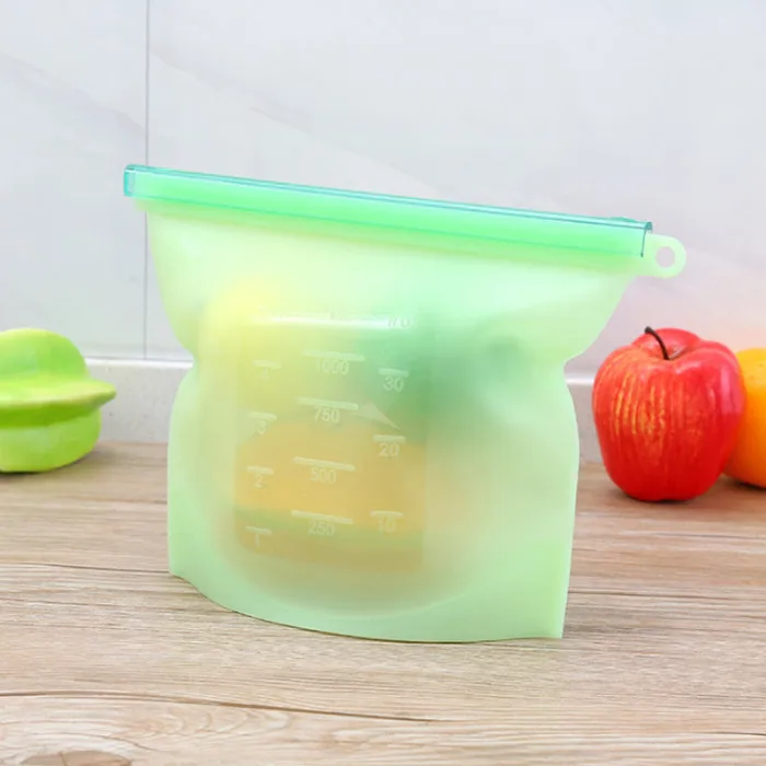 Silicone Food Storage Bags Reusable Fresh Bag Vacuum Sealer for Fruit Meat Milk AUG889