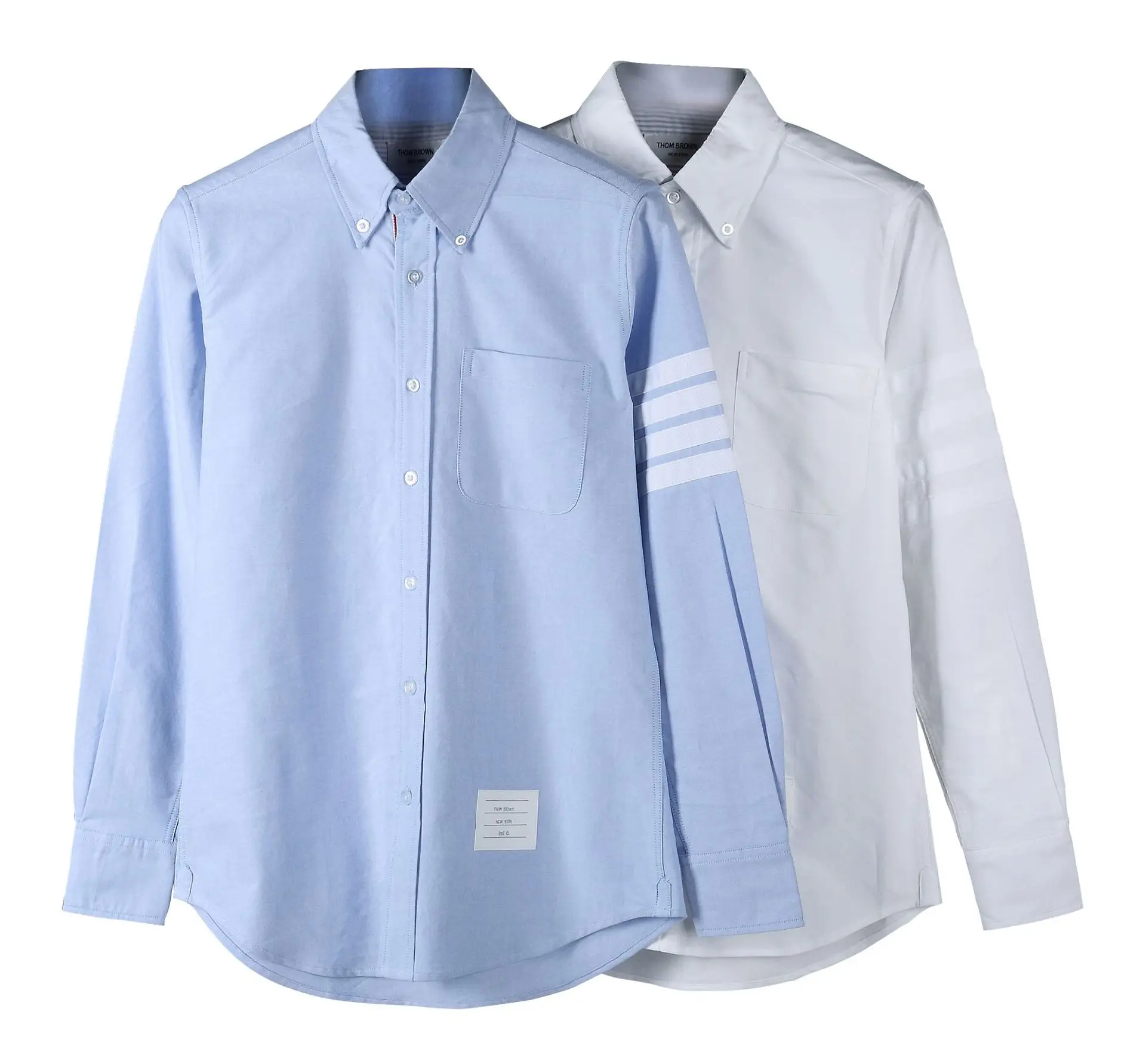 Gran oferta Camiseta de manga larga para hombre y mujer, blusa informal de color liso Oxford con cuello vuelto, diseño coreano, 2021 TB THOM AjXNeOb85a5