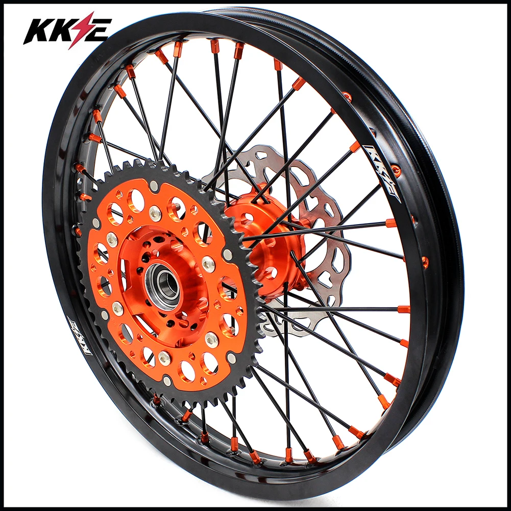 KKE 21 & 18 Enduro колеса в комплекте со спицами обод Набор для EXC E F XCW 125 530 2003 2021 оранжевый