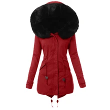 

2021 Women's Clothing Swallow Tail Cotton Padded Jacket Women's Winter Coat Hooded Drawstring Coats Woman Winter Popular Parkas