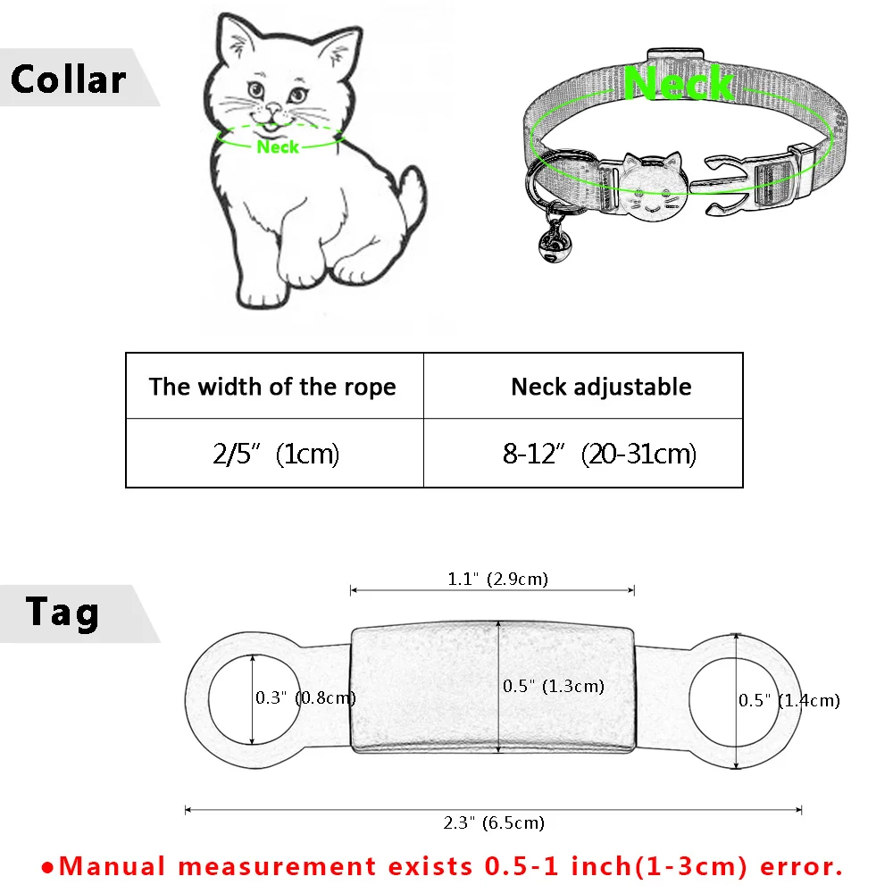 Quick Release Cat Collar Custom Nylon Puppy Kitten ID Tag Nameplate Collars Safety Breakaway Collar For Small Cats Adjustable Quick Release Cat Collar Custom Nylon Puppy Kitten ID Tag Nameplate Collars Safety Breakaway Collar For Small Cats Adjustable