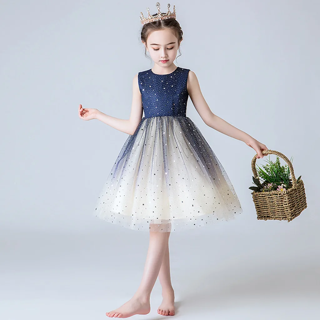 Muqgew для малышей Платье для малышей девочек принцесса платье-пачка оборки Тюль со Звездами Платье вечерние платье без рукавов детская одежда Wy4