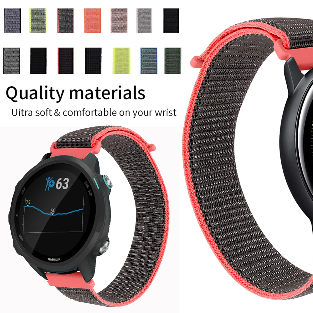 Для Garmin Forerunner 245 245M Music 20 мм ремешок для часов спортивный тканый нейлоновый ремешок холщовый ремешок для часов Forerunner 645 Vivomove HR ремешок
