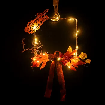 

Wall Hanging Door Hanging Window Hanging For Halloween Decorations With Lamp Iron Non-woven Fabric Red And Black Maple Leaf Orna