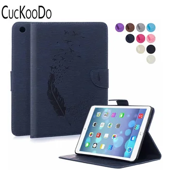 

CucKooDo Embossed Feather Folio Stand Leather Wallet Case with Card Slots Protective Cover for Apple iPad Mini 3/2/1