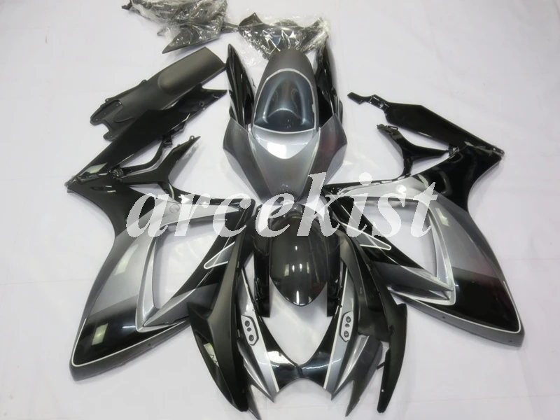 ABS Полный обтекатели комплект подходит для SUZUKI GSX-R600 GSX-R750 06 07 R600 R750 K6 GSXR 600 750 2006 2007 корпус из двух вещей черно-серого цвета
