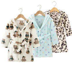Robes de bain d'hiver en flanelle pour enfants, vêtements chauds, pyjamas de dessin animé, pour garçons et filles de 2 à 8 ans 