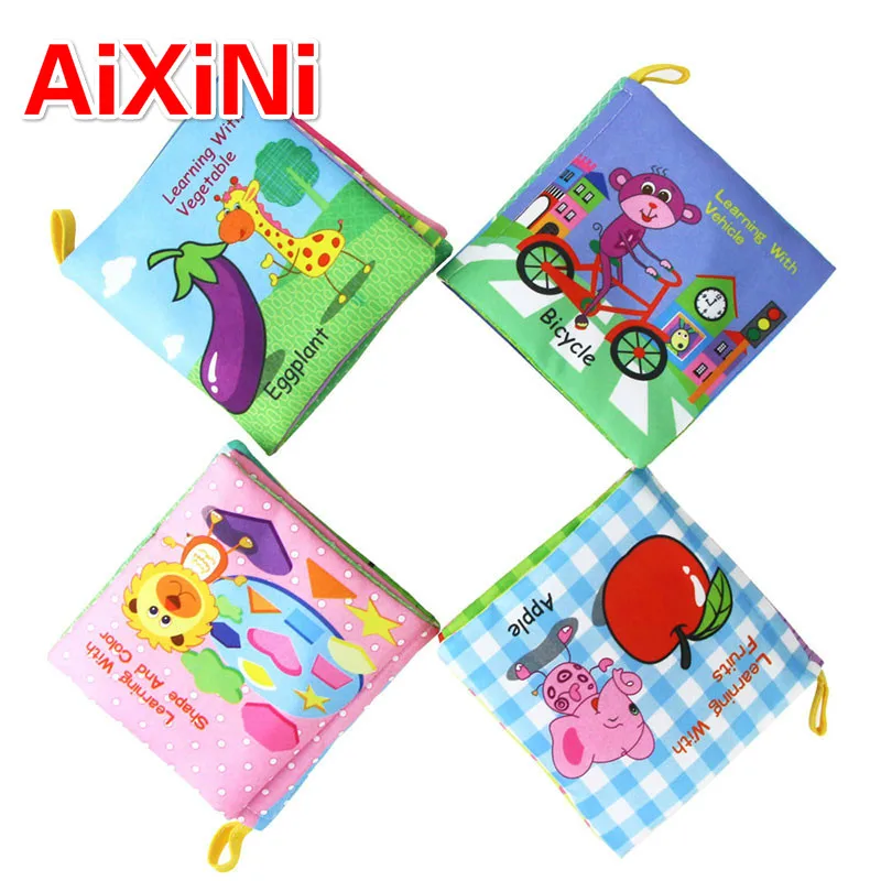 

4 Styles Baby Education Traffic Fruit Soft Cloth Book Fabrics Quiet Book Early Learning Cloth Books Rustle Sound Toys For Kids