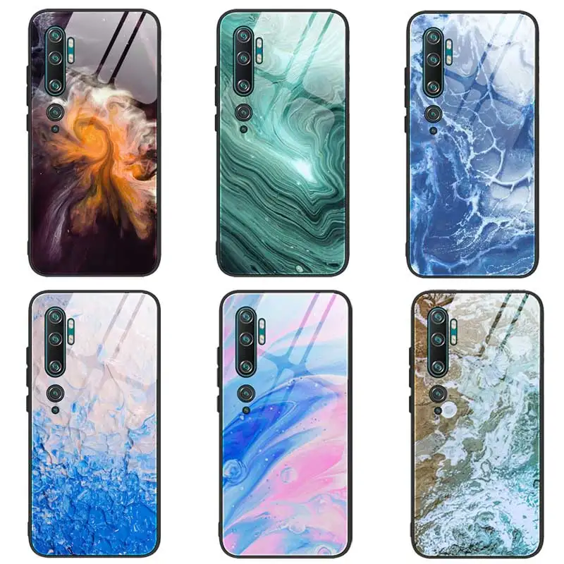 

Xiaomi Mi Note 10 Case Ultra Thin Marble Mirror Phone Back Cover For Xiaomi Mi Note 10 Pro CC9 Pro Fashion Tempered Glass Cases