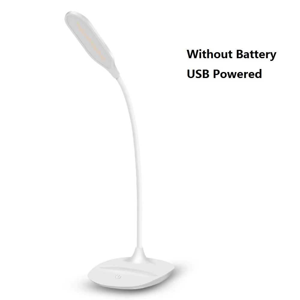 3 режима светодиодная подставка настольная лампа Гибкая сенсорный выключатель с регулируемой яркостью USB/батарея перезаряжаемая настольная лампа для чтения - Body Color: Without Battery