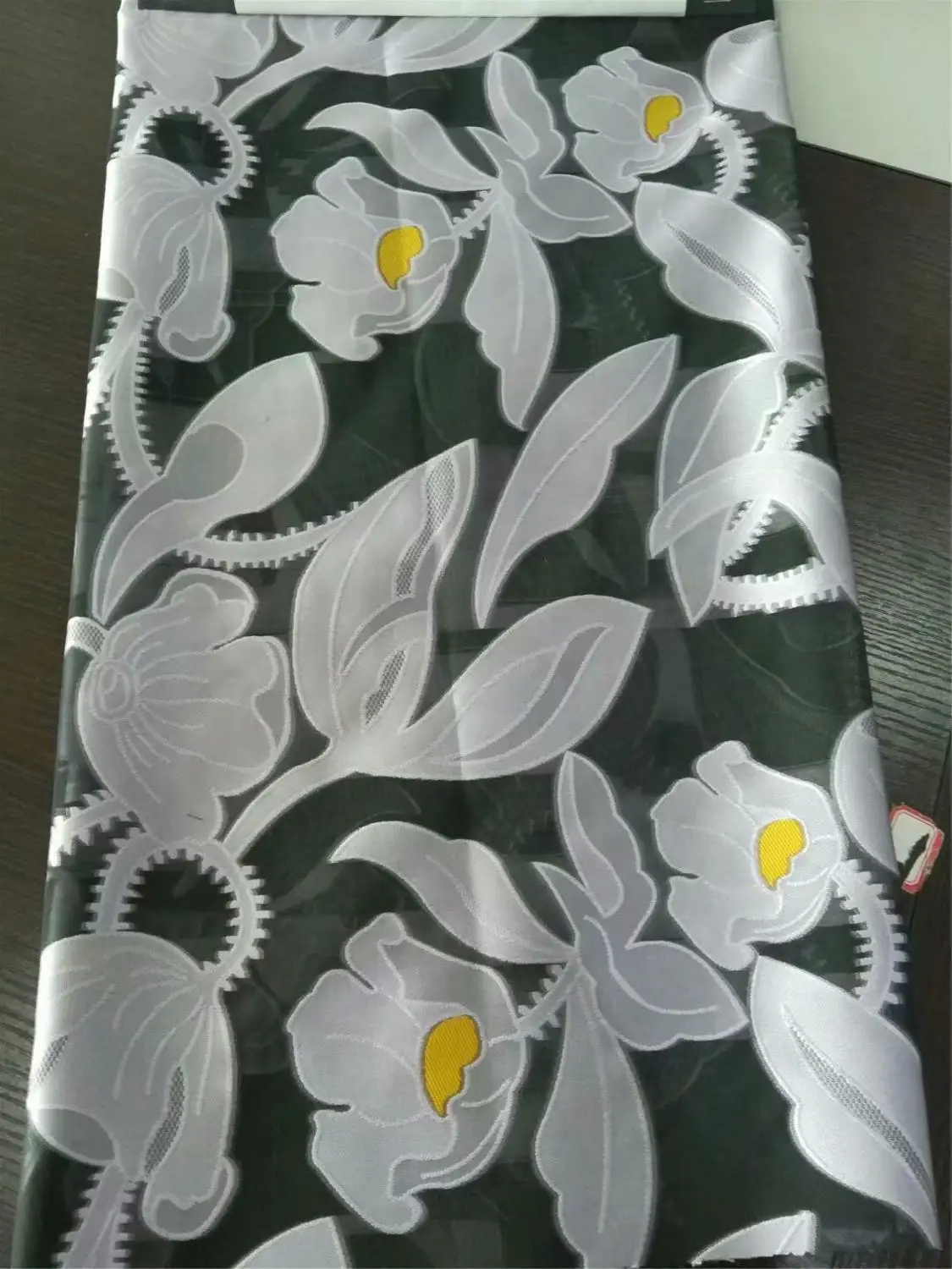 Жаккардовая парча ткань в черном цвете Новое поступление жаккардовая парча ткань с тюлем блузка DHL02