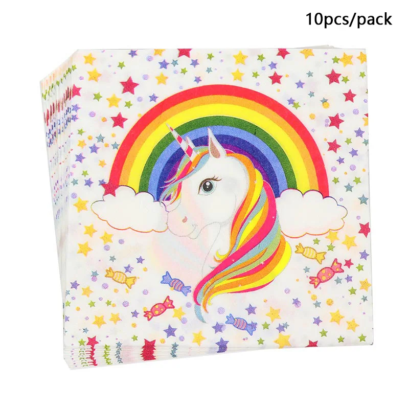 22 шт./компл. единорог с днем BirthdayPaper чашки+ пластины+ салфетки Baby Shower украшения праздничного стола для детей посуда вечерние поставки