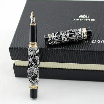 

Luxurious JinHao High-end Gift Matte black Chinese Golden Dragon iraurita gift Fountain Pen