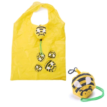 

Cute Bee Shopping Bag Environmental Foldable Folding Eco Reusable Portable Shoulder Handle Bag For Travel