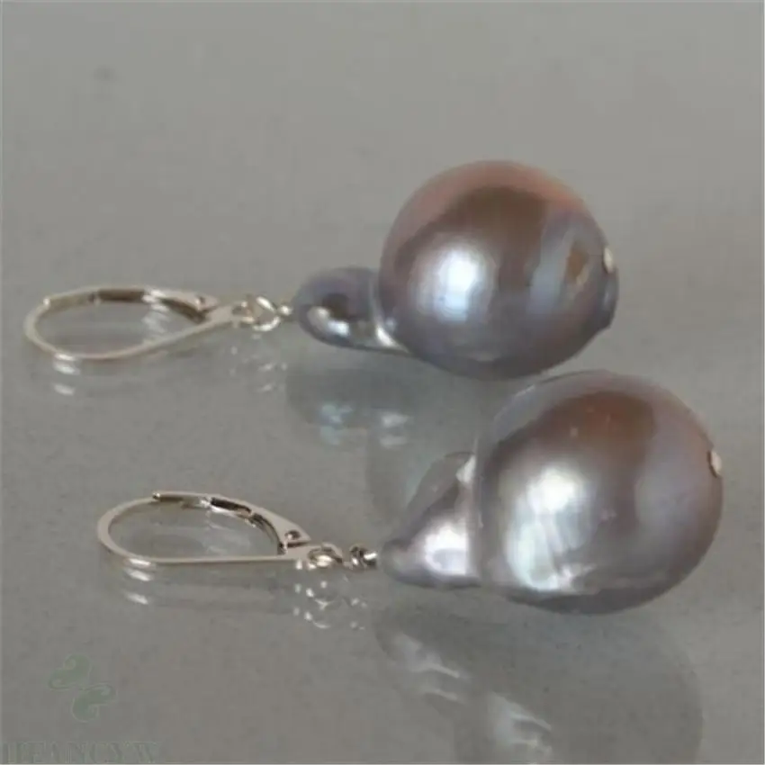 

10-13mm gray Baroque Pearl Earrings silver hook irregular accessories Fine temperament delicate jewelry