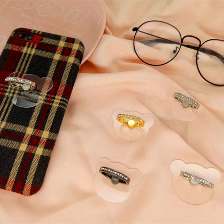 

Universal Mobile Phone Holder Transparent Fashion Clear Bear Cat Round Finger Phone Ring Holder Cell Phone Stand Soporte Celular