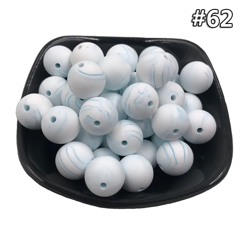 20Pcs Beads 62 20 шт. DIY силиконовые круглые бусины 9 мм Детские Прорезыватели для зубов пищевой класс Детские трофеи BPA бесплатно для детских зубов Уход за necklace ем делая игрушку - Цвет: 20Pcs Beads 62