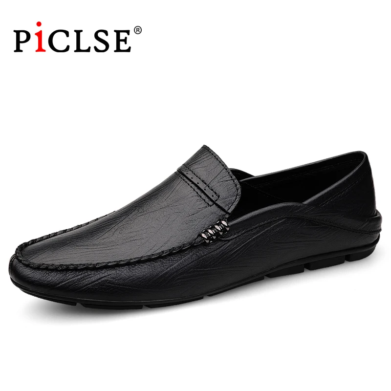 

PICLSE Luxury Brand Genuine Leather Men Shoes Soft Leather Casual Shoes Men Loafers Comfortable Driving Shoes Moccasins Man Shoe