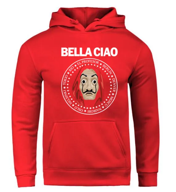 Bella Ciao La Casa De Funny Men Women Unisex Top Hoodie Sweatshirt 2134 - Цвет: Красный