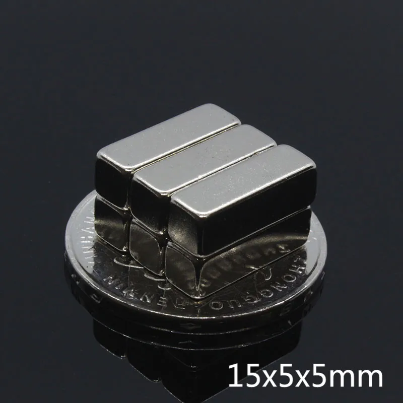 10 шт. 15x5x5 мм N35 Супер Сильный магнитный блок из Неодимового кубоида редкоземельные перманентнеы неодимные магниты для поделок