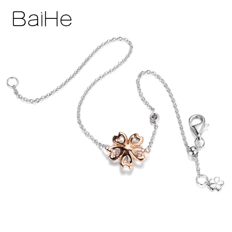 BAIHE, 18 К, розовое+ белое золото, всего 0.30ct, натуральные бриллианты, хорошее ювелирное изделие, обручение, свадьба, модный подарок, красивый браслет